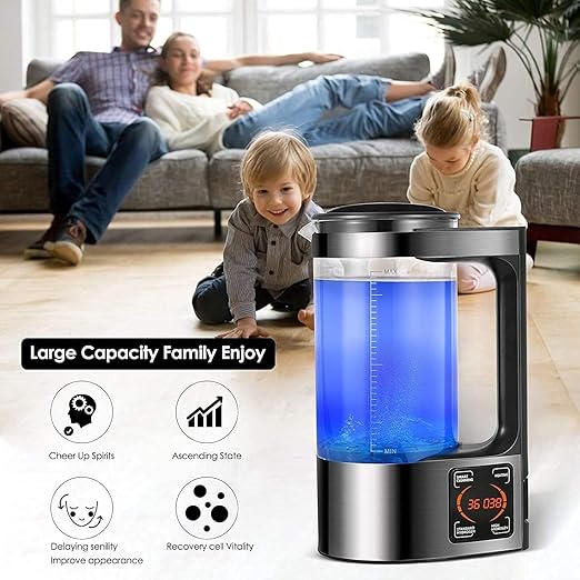 Hydrogen Water Bottle, Hydrogen Water Bottle Generator with SPE and PEM Technology, 2L Large Capacity Hydrogen Water Pitcher Maker Machine, Make Hydrogen Content up to 1800 PPB