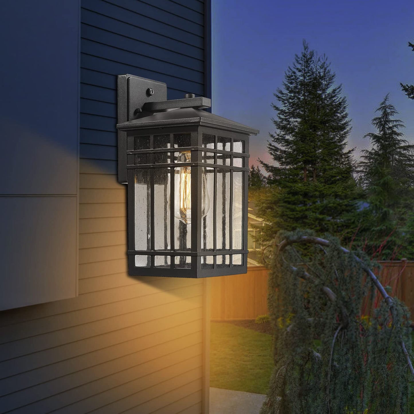 Rosient Dusk To Dawn Outdoor Wall Lantern Exterior Wall Mount Light 1-Light Outdoor Wall Lighting Fixture For Porch Garage Patio Hallway And Entryway (Black-Wall Light 1 Pack) Ddams-W18