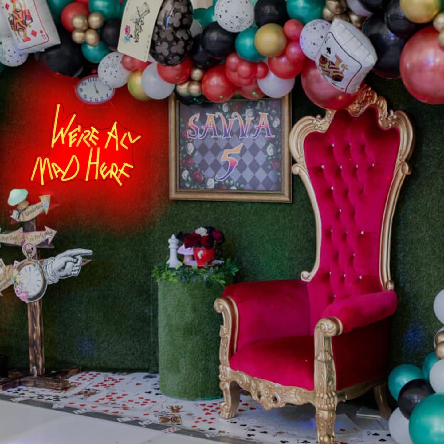We Re All Mad Here Neon Signs/ 14 * 12 Inch/Alice In Wonderland Party Decor Mad Hatter Tea Party Neon Lights With Diimer Switch For Bedroom Bar Home Dorm Birthday Gifts