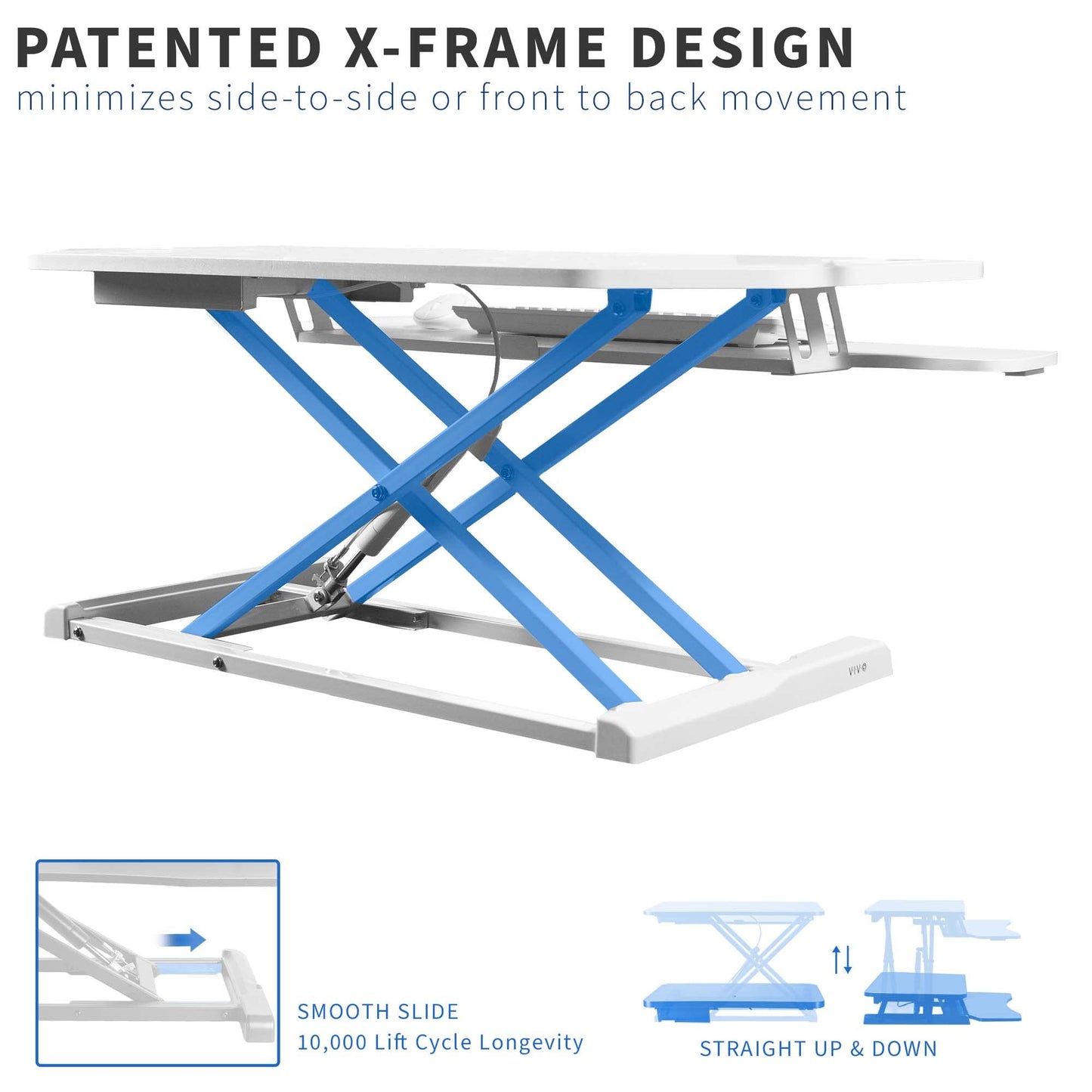 Vivo Extra Wide 38 Inch Corner Desk Converter, K Series, Height Adjustable Sit To Stand Riser, Dual Monitor And Laptop Workstati