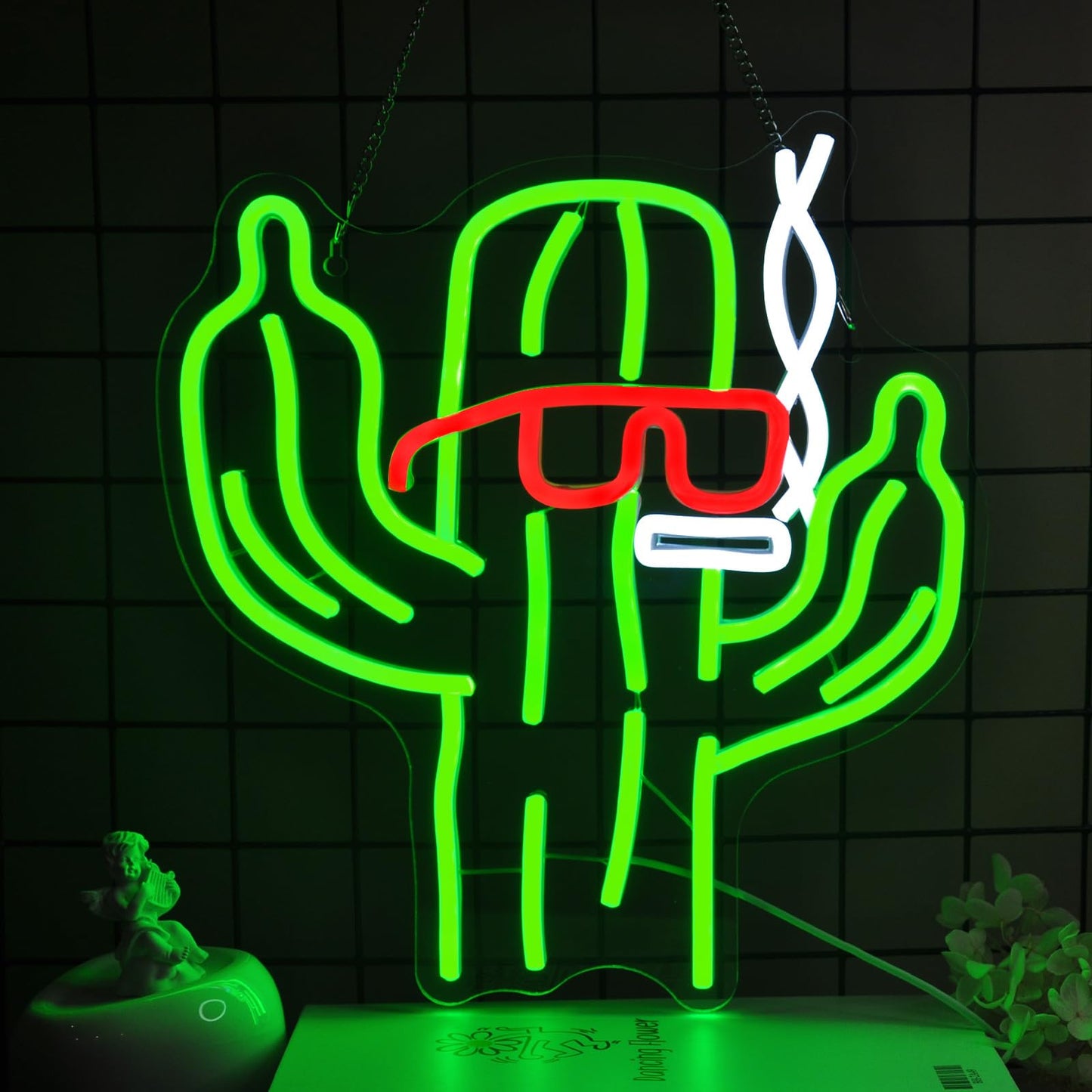 Ebdobgbs Cactus Neon Sign Led Neon Lights Neon Signs for Wall Decor Light Up Sign for Birthday Party Club Gift