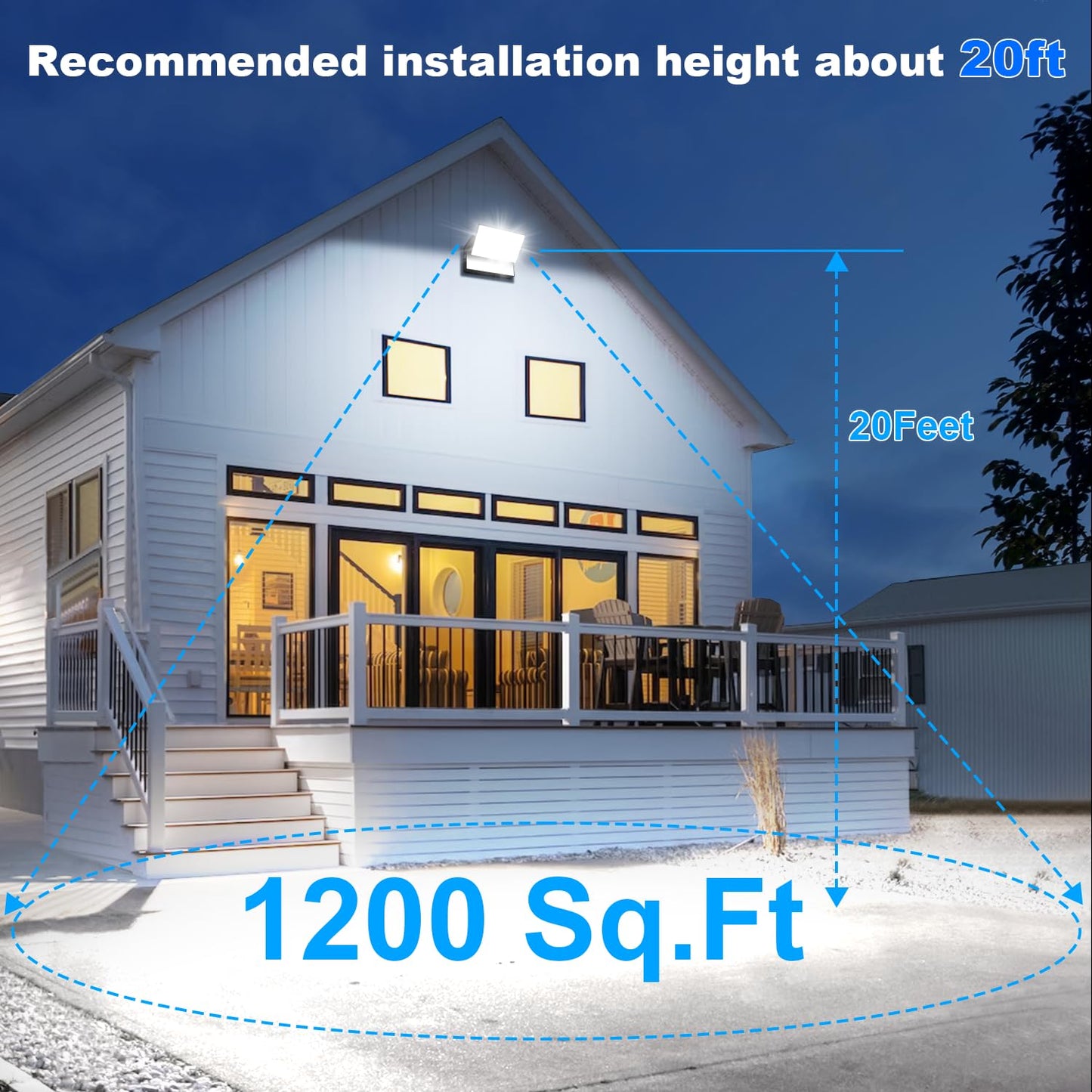 Juyace 120W Led Wall Light Outdoor Flood Lighting Exterior Fixtures 360 Rotation 5000K For Garage Yard Barn Area Backyard Building 4Pack