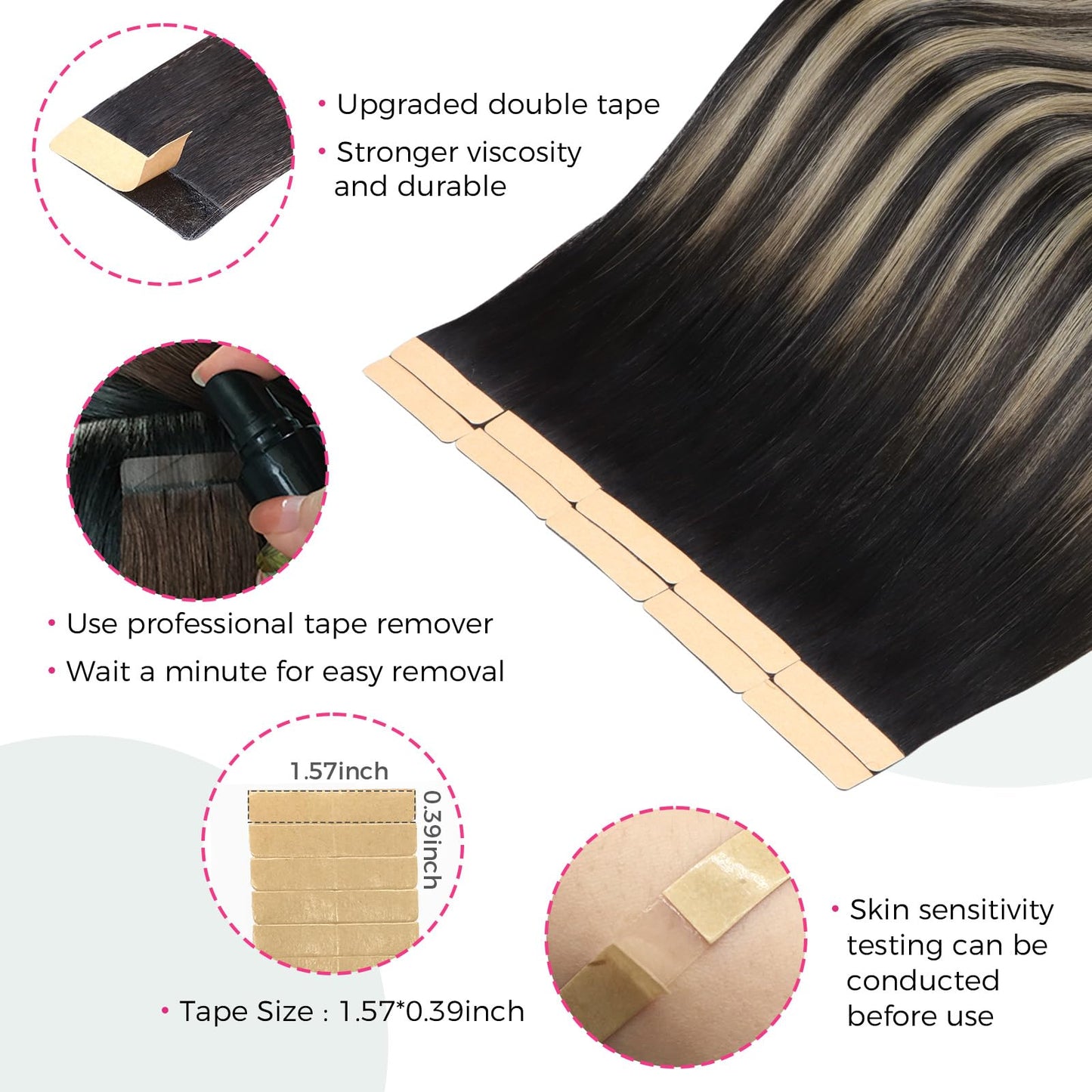 Lashey Tape in Hair Extensions Human Hair 30g 10pcs 20 Inch #613 Blonde With Highlighted Effect Straight Invisible Extensions fo