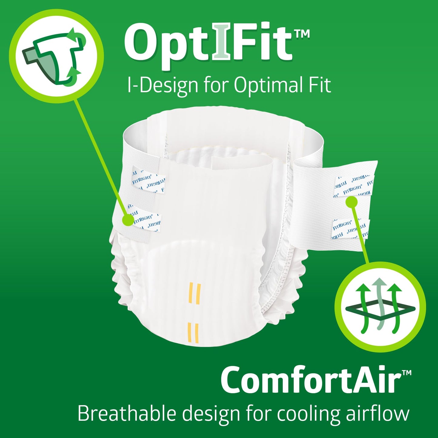 FitRight Adult Diapers, Extra+ Heavy Absorbency, M (Waist Size 32in-44in), 20 Count, OptiFit Incontinence Briefs for Men and Women, Disposable, Moisture-Wicking, Leak Protection,