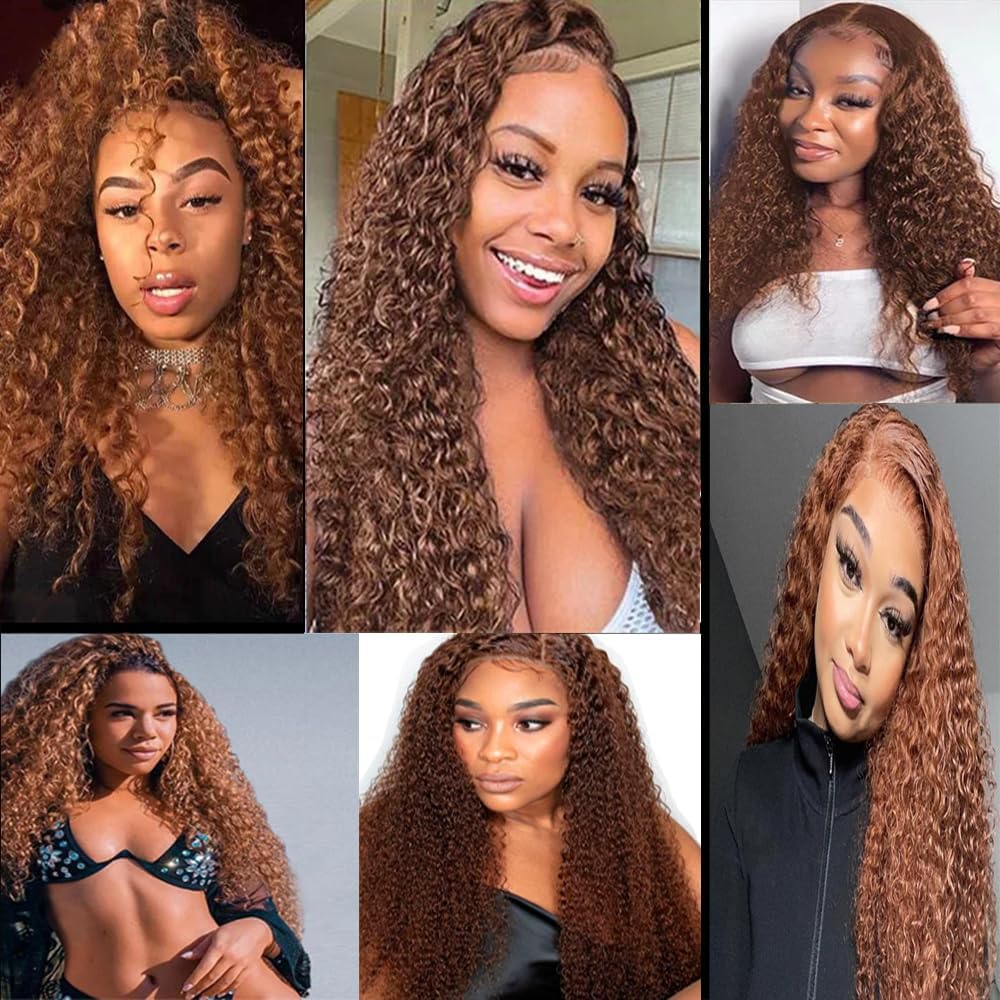Lagalaga Bundles Human Hair 24 26 28 Inch Jerry Curly Wave 30 Color Light Brown Human Hair Bundles Unprocessed Brazilian Virgin