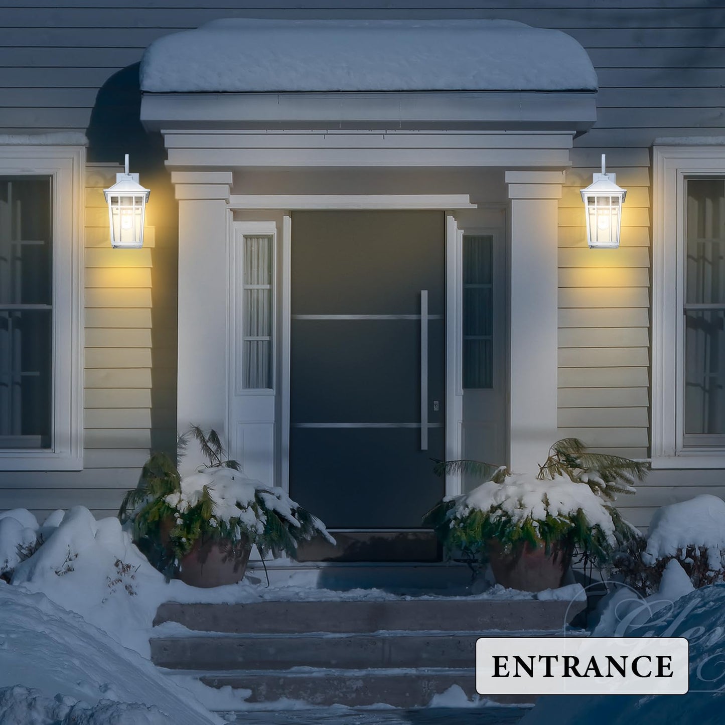Darkaway Large Outdoor Wall Lights For House 18Inch Exterior Lighting Fixtures 2Pcs Wall Mount Outdoor Porch Lights White Outdoor Sconce Lights With Seeded Glass For Hallway Garage