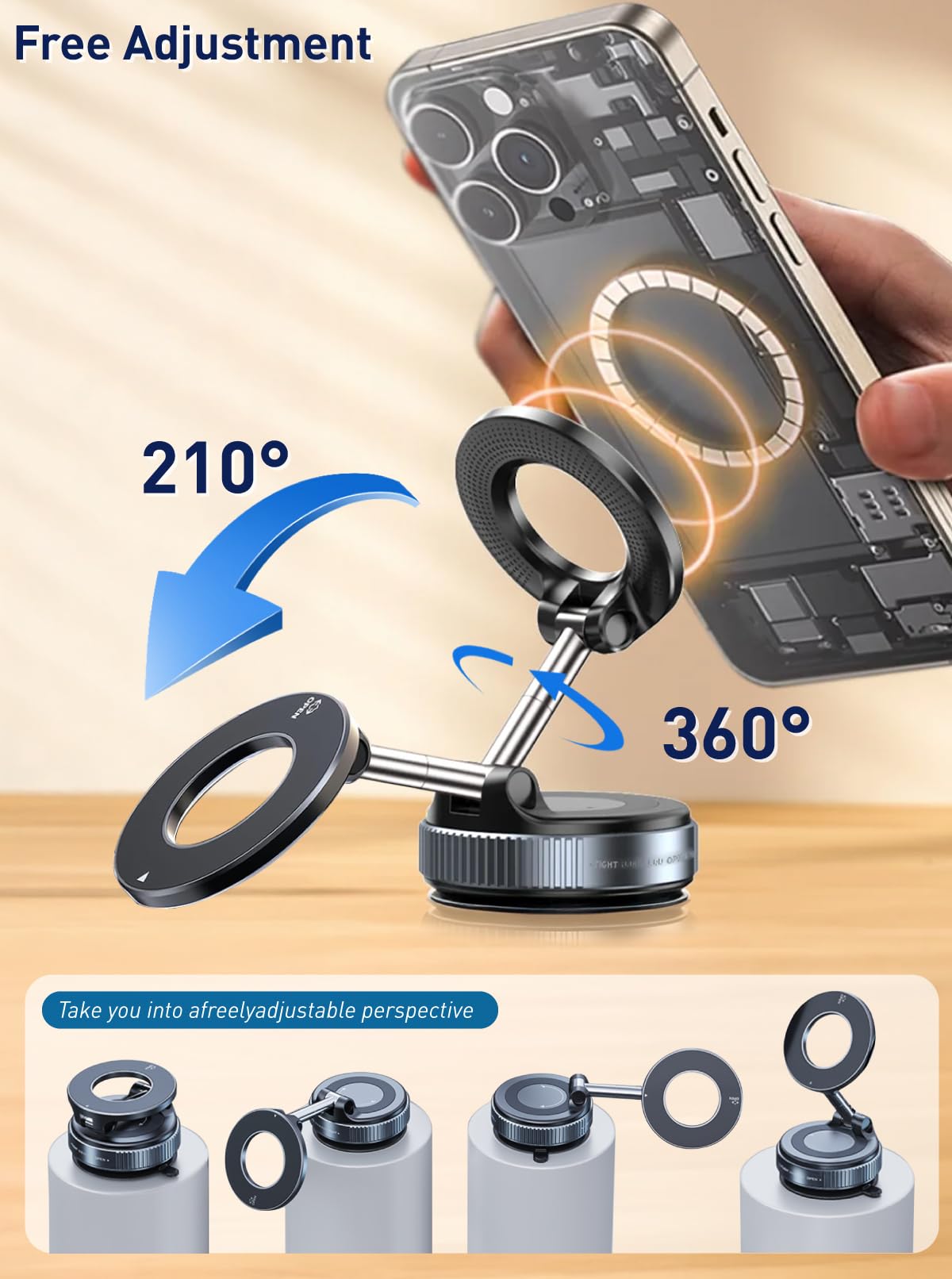 E Eakson Cell Phone Holders For Your Car/Gym/Mirror Mount For Iphone & Android Upgraded Vacuum Magnetic Car Phone Holder 360 Rei
