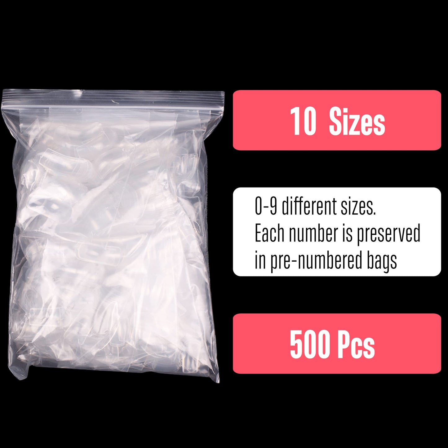 NOVO OVO 500 pcs Hawk Curved Transparent Clear Cystal Extra Super Extreme Deep Curve Half Cover Short Square Tapered Eagle Claw