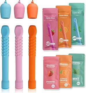 3 Pack Chewable Silicone Aroma Sticks with Essential Oils for Stress Relief & Fresh Breath, Improving Pen Biting & Smoking...