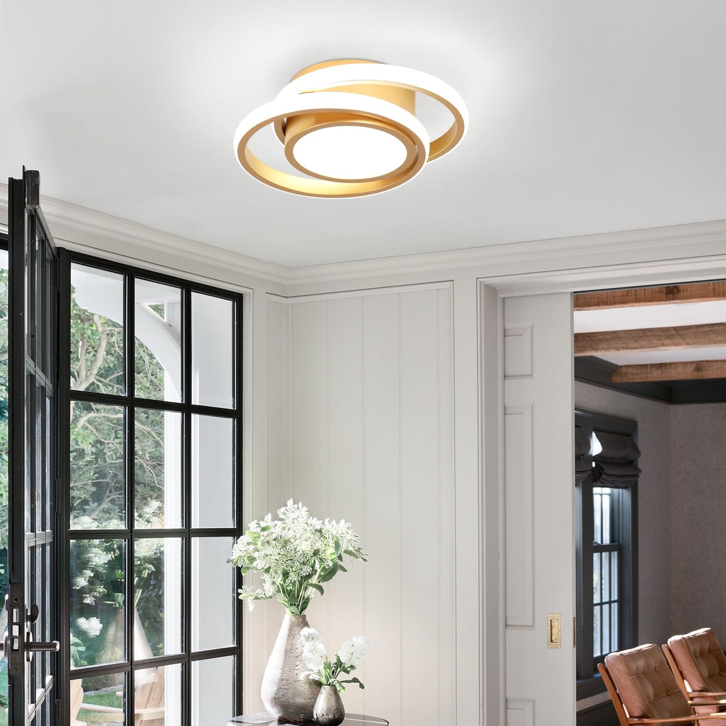 Caneoe Small Modern Led Ceiling Light Gold Round Hallway Light Fixtures Ceilings Indoor Ceiling Lamp Fixtures For Hallway Living Room Bedroom Kitchen Office Lighting Fixture