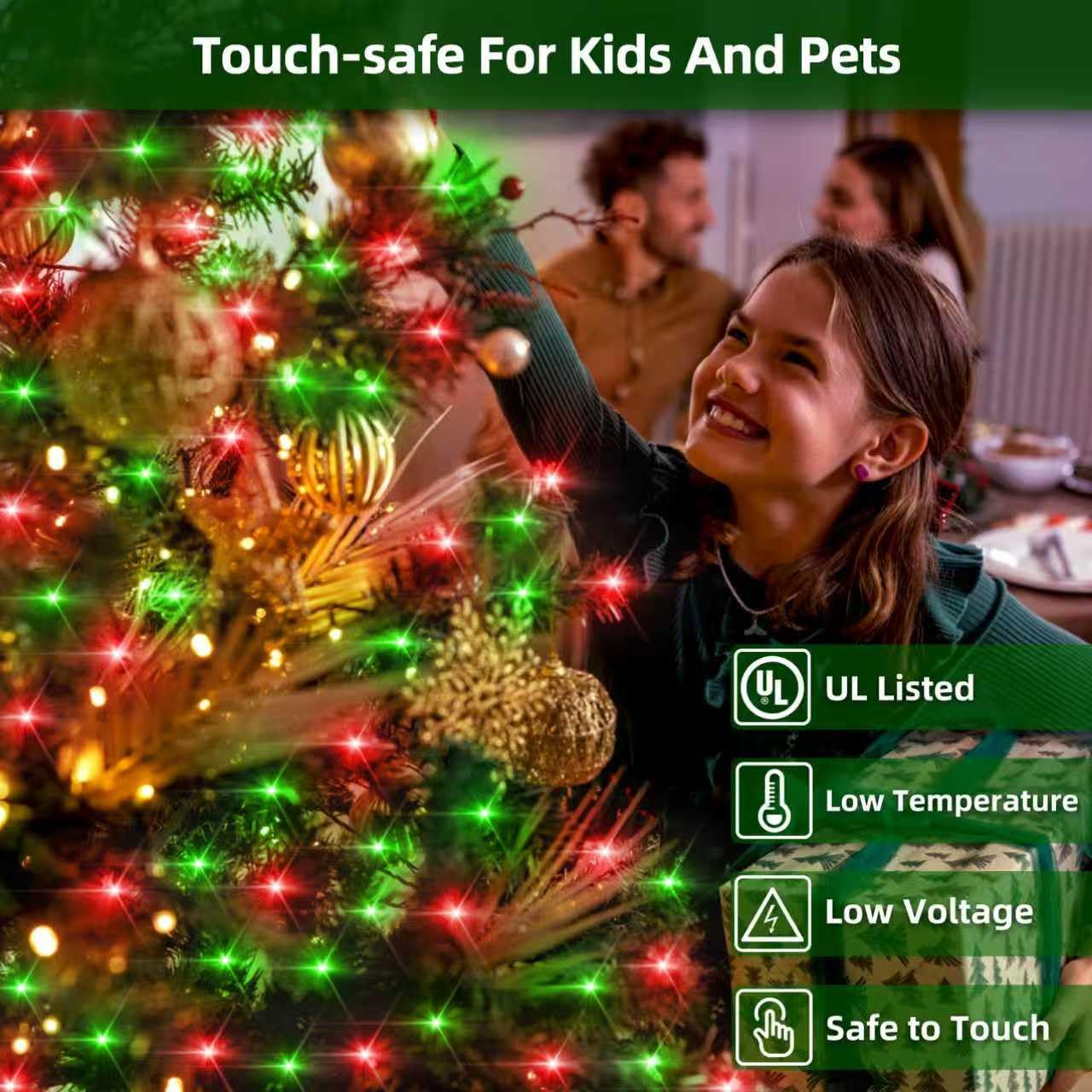 750Led Christmas Lights Outdoor Use 240Ft 12 Modes Red And Green Led String Lights With Timer Dimmable Waterproof Christmas Tree Lights For Xmas Patio Yard Fence Balcony Garden Party Decor