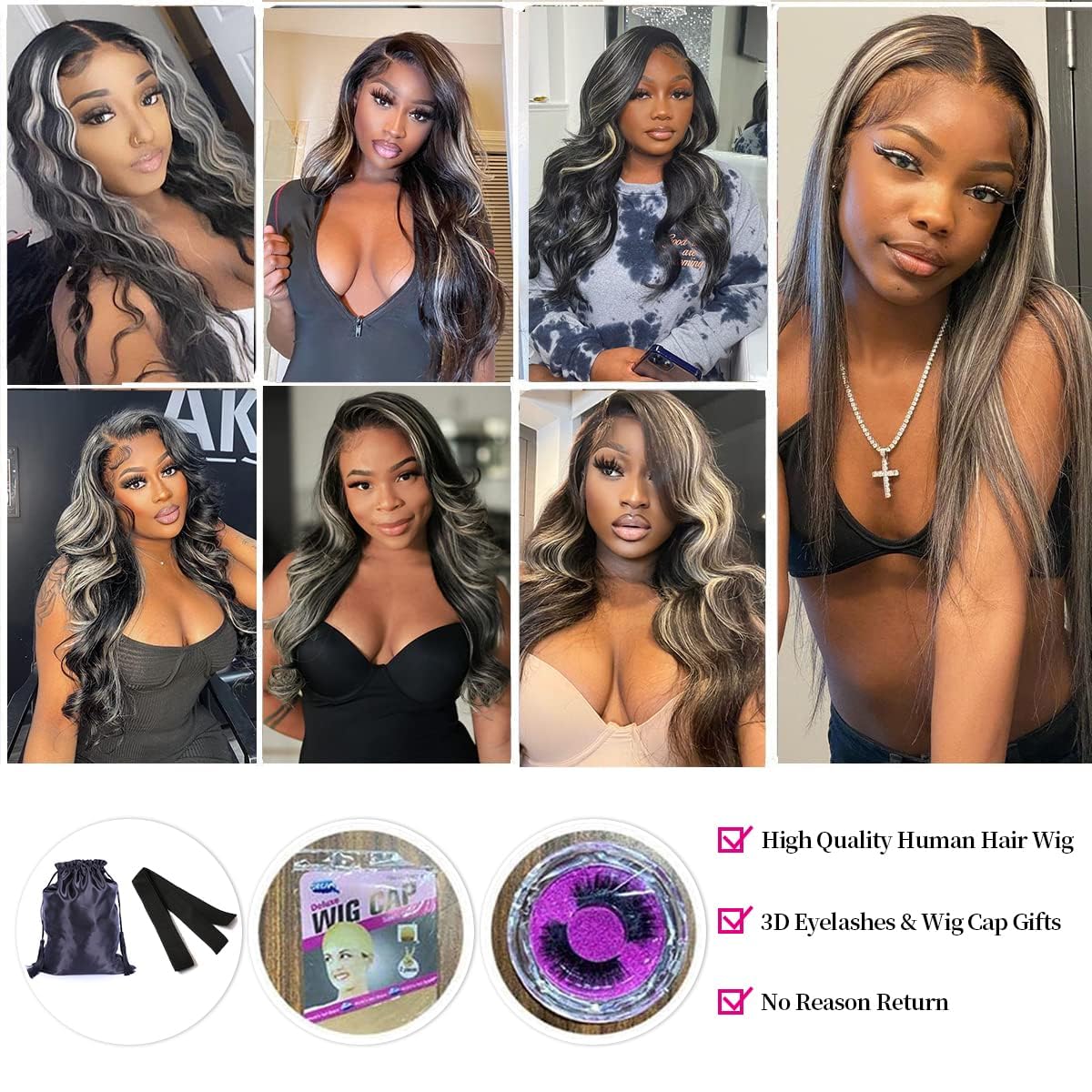 Peenoll 26 28 30 Inch Body Wave Human Hair Bundles Highlight P1B Grey Weave Bundles Human Hair 12A Unprocessed Brazilian Virgin