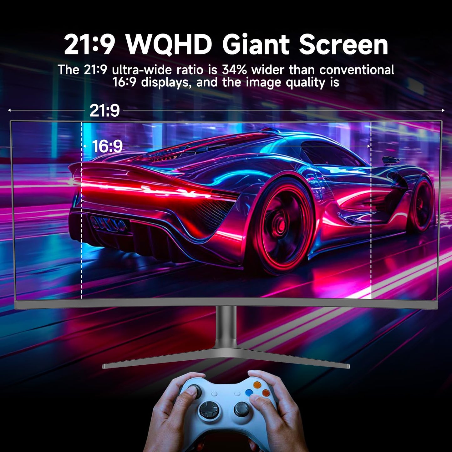 Gawfolk 37.5 Inch Gaming Monitor 3840 * 1600p 144Hz PC Monitor with AMD FreeSync, Flicker-Free, 2X HDMI 2.0, DP 1.4, Ultra-Thin Frameless Screen