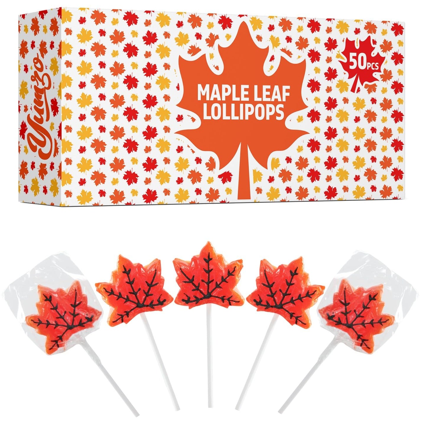 Maple Leaf Lollipops 50 Pieces of Fall Candy Individually Wrapped Perfect Fall Candy Favors for Fall Autumn Parties Cozy Fall Gatherings and Fall Celebrations
