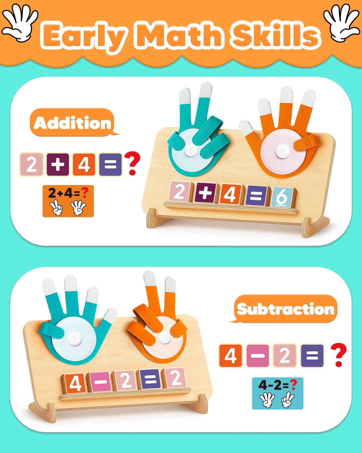 Number Counting Blocks Toys for Kids, Montessori Educational Toys for 3 4 5 Year Old Boys Girls Birthday Gifts, Toddler Preschool Learning Activities, Math Manipulatives Learning Counting Toy for 3-5