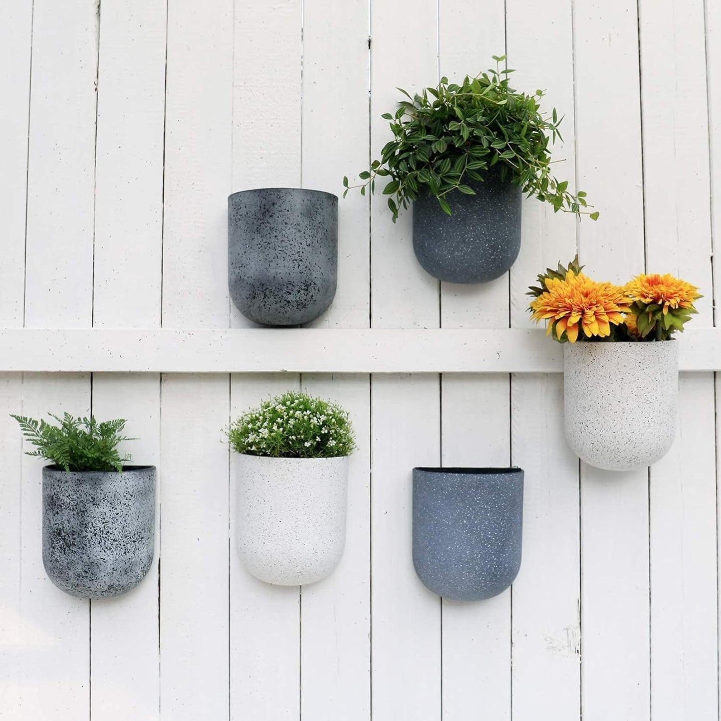 LA JOLIE MUSE Wall Hanging Planters for Indoor Plants,Hanging Flower Pots for Air Plants Succulent, Set of 2, 5.7L*4.1W*7H, Weathered Gray