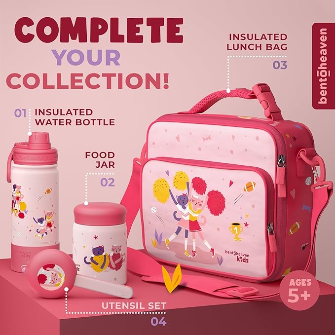 Bentoheaven Kids Food Jar (10oz) - Vacuum Insulated Food Container - Premium Double Wall Stainless Steel - Easy to Open - Keeps Soup & Food Hot/Cold - Lunch Box Thermos for Hot Food Kids (Rose Pink)