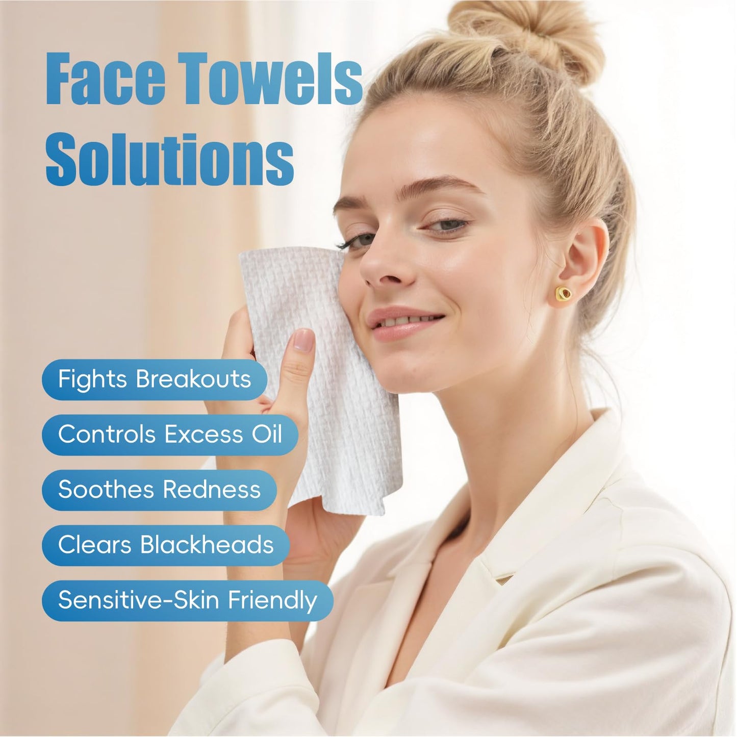 GWT Disposable Face Towels,10 12 Face Towelette Disposable,Thicken Facial Towels for Women Sensitive Skin,Soft Makeup Remover D
