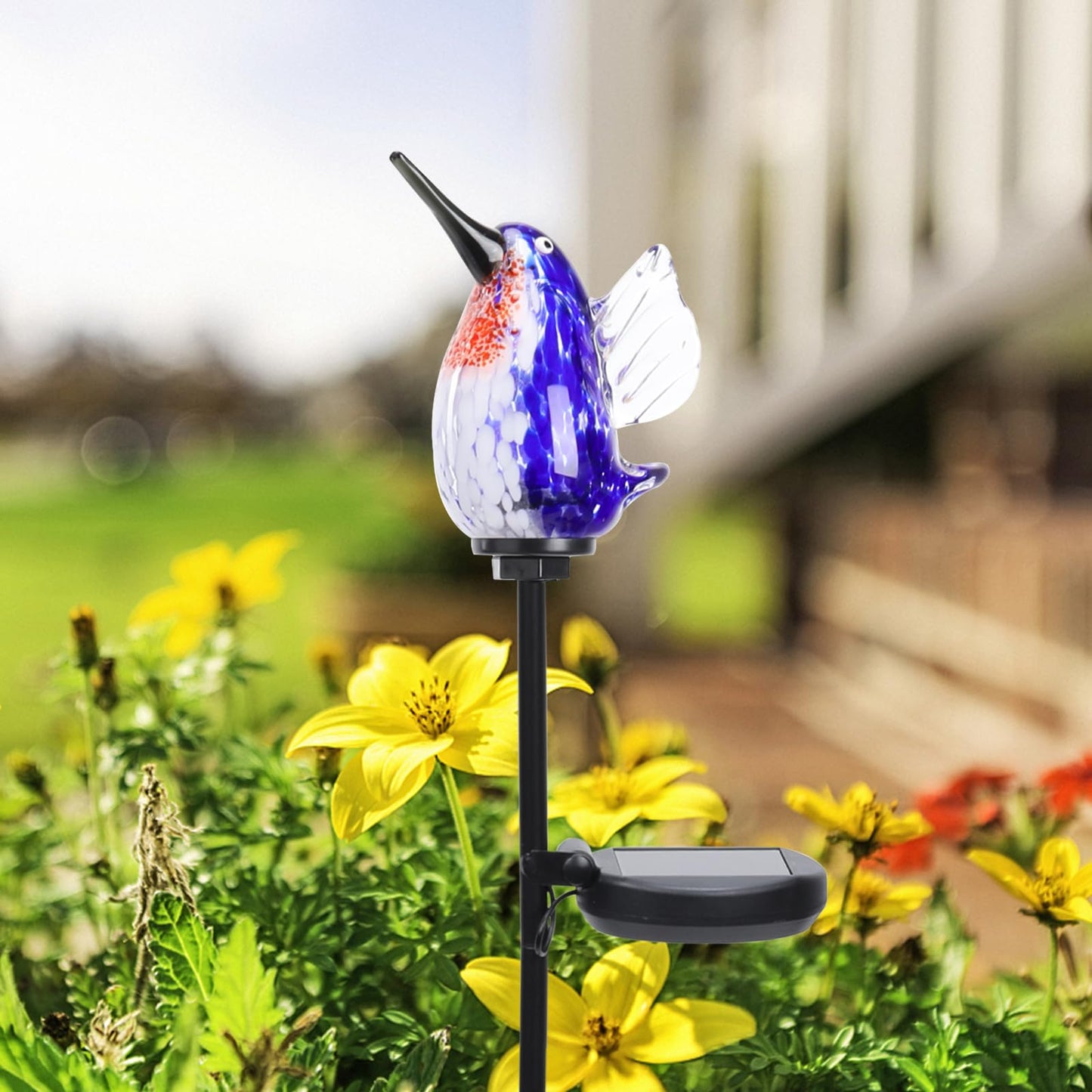 Bshine Solar Garden Decoration Outdoor Hummingbird Lights Stake Hand Blown Glass Waterproof Solar Light Decorate Paths Pathways Lawns And Yards Art For Mom Gifts