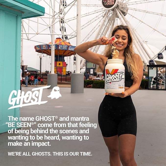 GHOST Vegan Protein Powder, Pancake Batter – 2lb, 20g of Protein- Plant-Based Pea & Organic Pumpkin Protein - Post Workout & Nutrition Shakes, Smoothies, & Baking - Soy & Gluten-Free