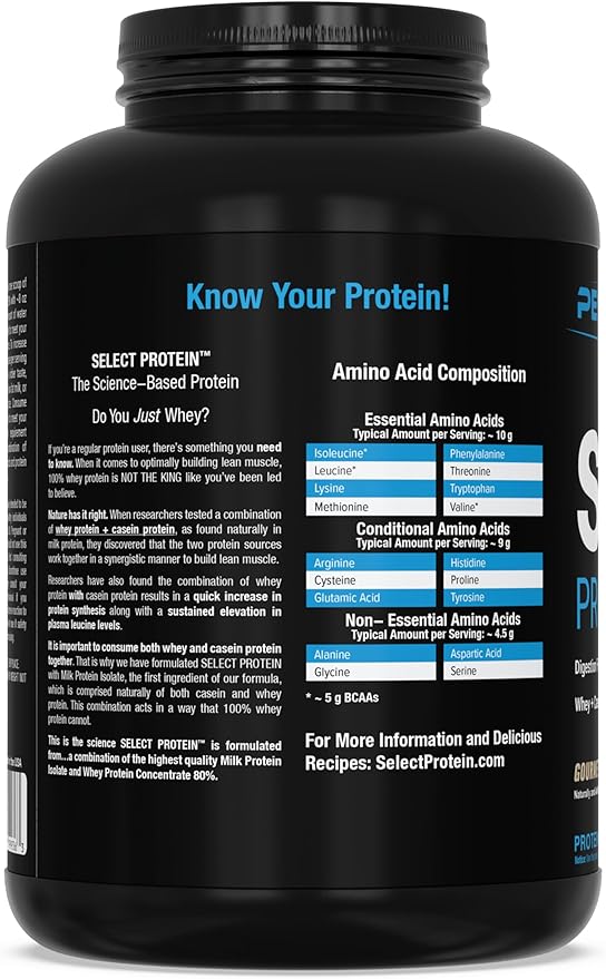 PEScience Select Protein Powder – Gourmet Vanilla, 55 Servings, Whey & Casein Blend for Muscle Growth & Recovery, Low Carb, Low Fat, Gluten-Free, 24g Protein Powder Per Serving, Great Tasting Flavors