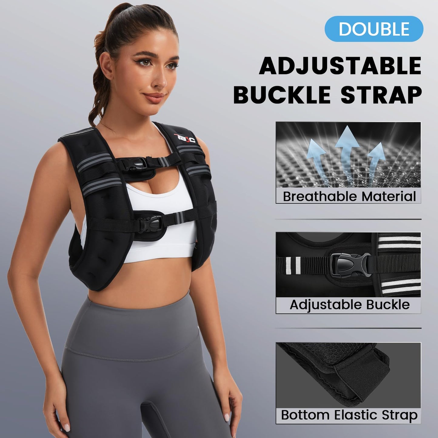 TB3C Weighted Vest Woman, 12 LB Womens Weight Vest for Walking, Strength Training Weight Vests for Men, Reflective Stripe Fitness Vest for Workout Running Jogging
