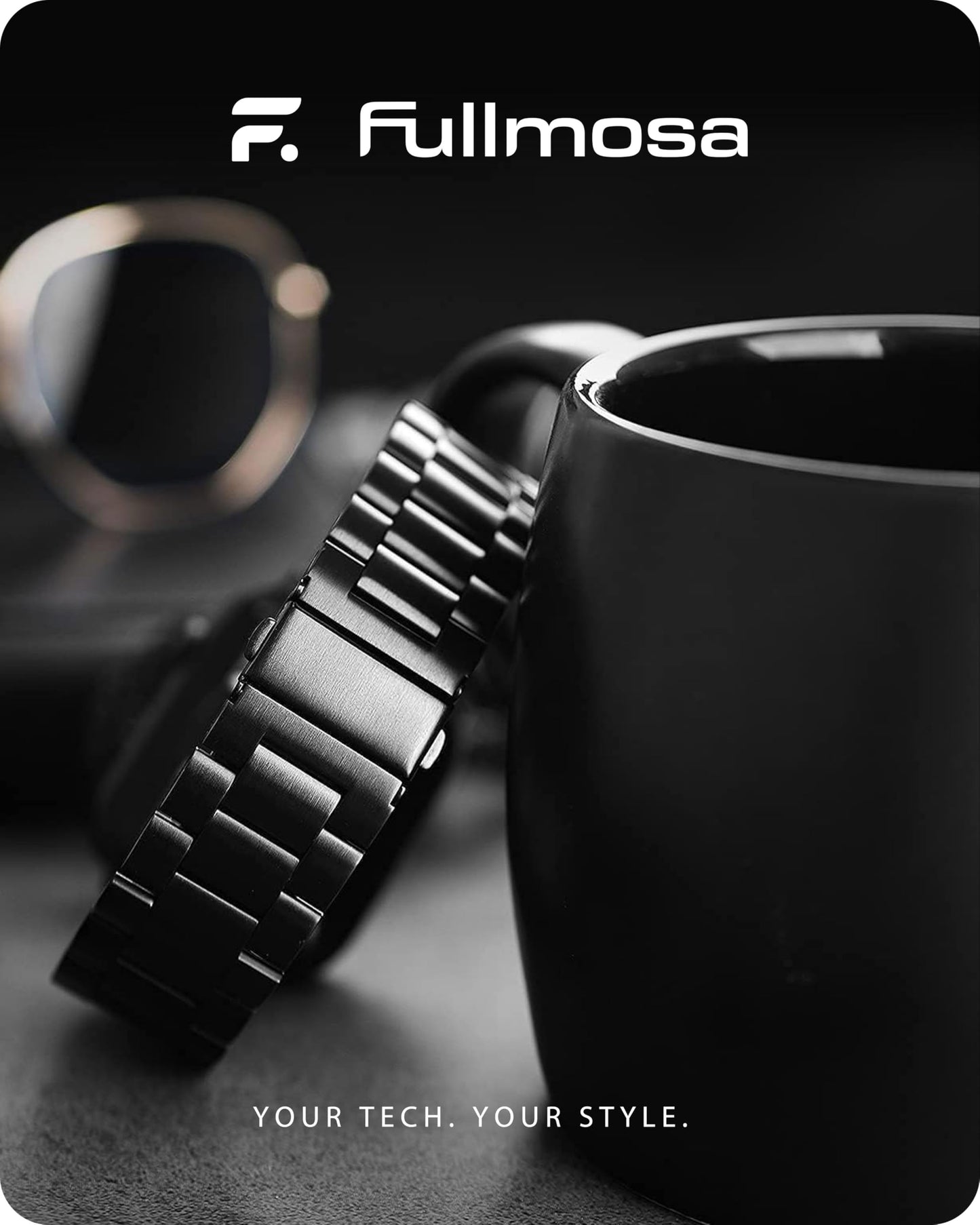 Fullmosa Metal Band Compatible with Apple Watch Bands 45mm 44mm 42mm 46mm 49mm 41mm 40mm 38mm, iWatch Band with Case for Apple Watch Series 11 10 9 8 7 6 5 4 3 2 1 SE3/2/1 Ultra3/2/1 , 42mm 44mm 45mm, Black