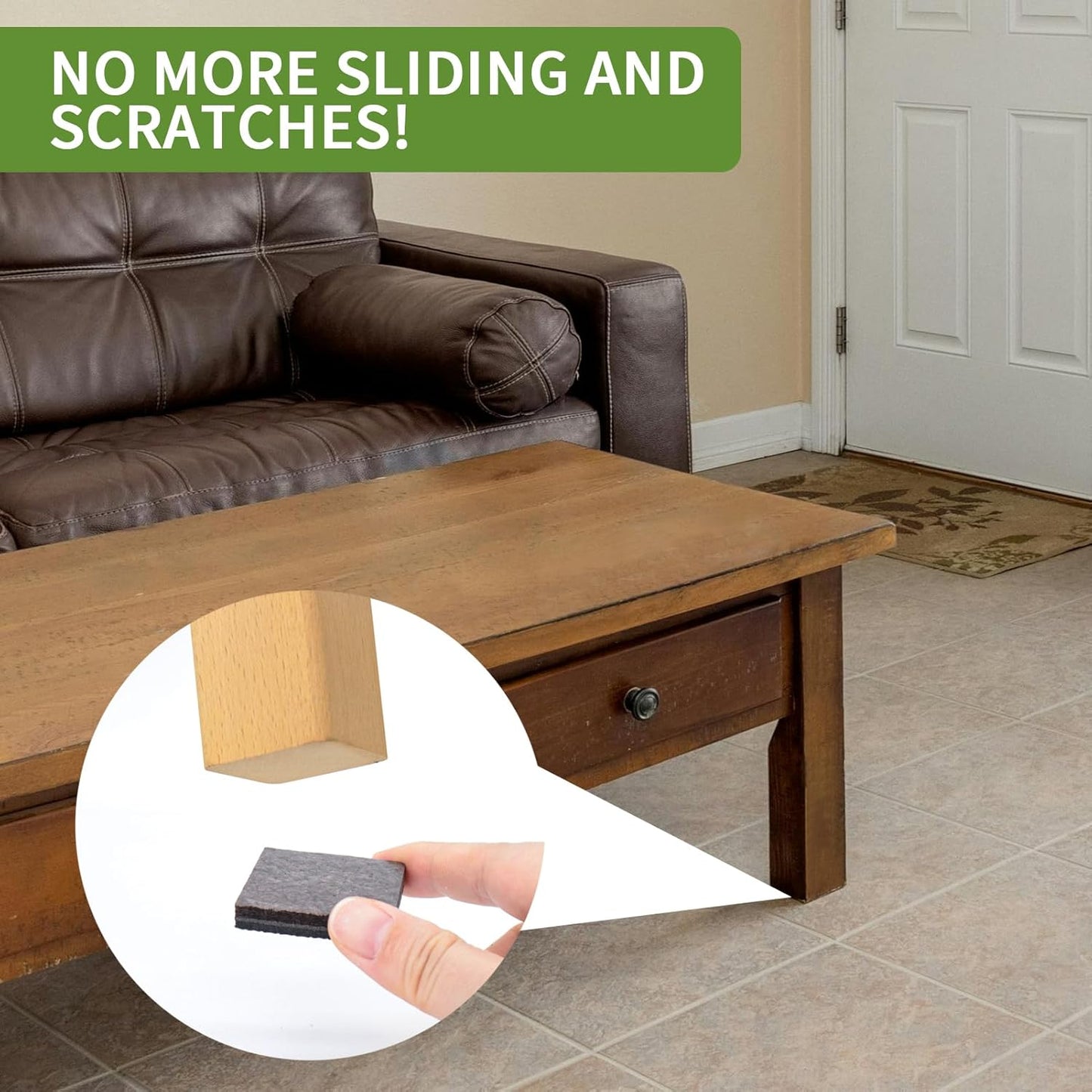 Non Slip Furniture Pads 16 PCS 2 1/2'' Square - Anti Slip Furniture Pads - Self Adhesive Rubber Feet Furniture Feet - Chair Leg Floor Protectors - Keep Furniture in Place