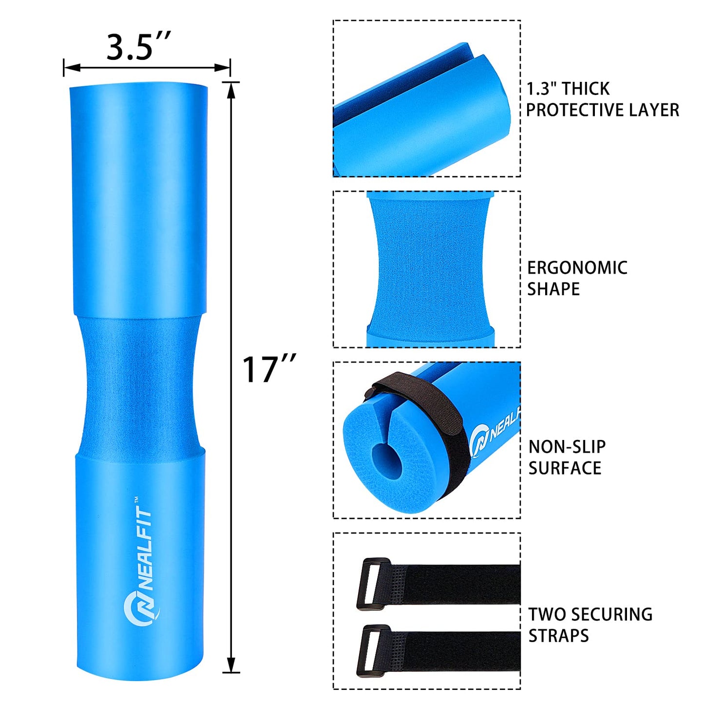 NEALFIT Barbell Pad Squat Pad for Squats—Squat Bar Pad—Great for Weightlifting,Lunges and Hip Thrusts—Foam Sponge Pad—Fit Standard and Olympic Bars Perfectly