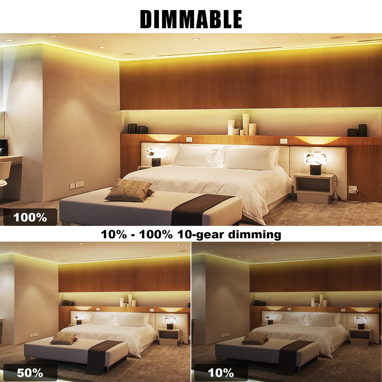 Tatazone COB LED Strip Lights 32.8ft 3000K Warm White Dimmable with RF Remote, Indoor Flexible Adhesive, Model st-ting-l360