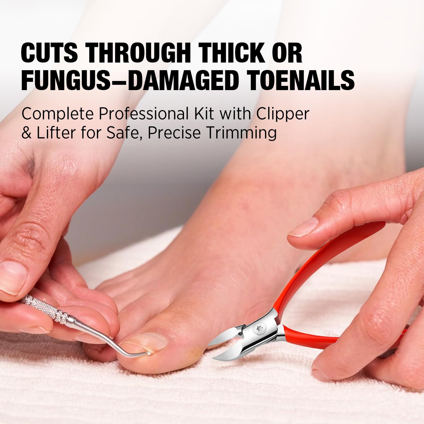 Treatonic Ingrown Toenail Clipper Removal Kit - Toenail Clippers for Thick, Fungal-Damaged, Curved Nails with Lifter & File, Lon