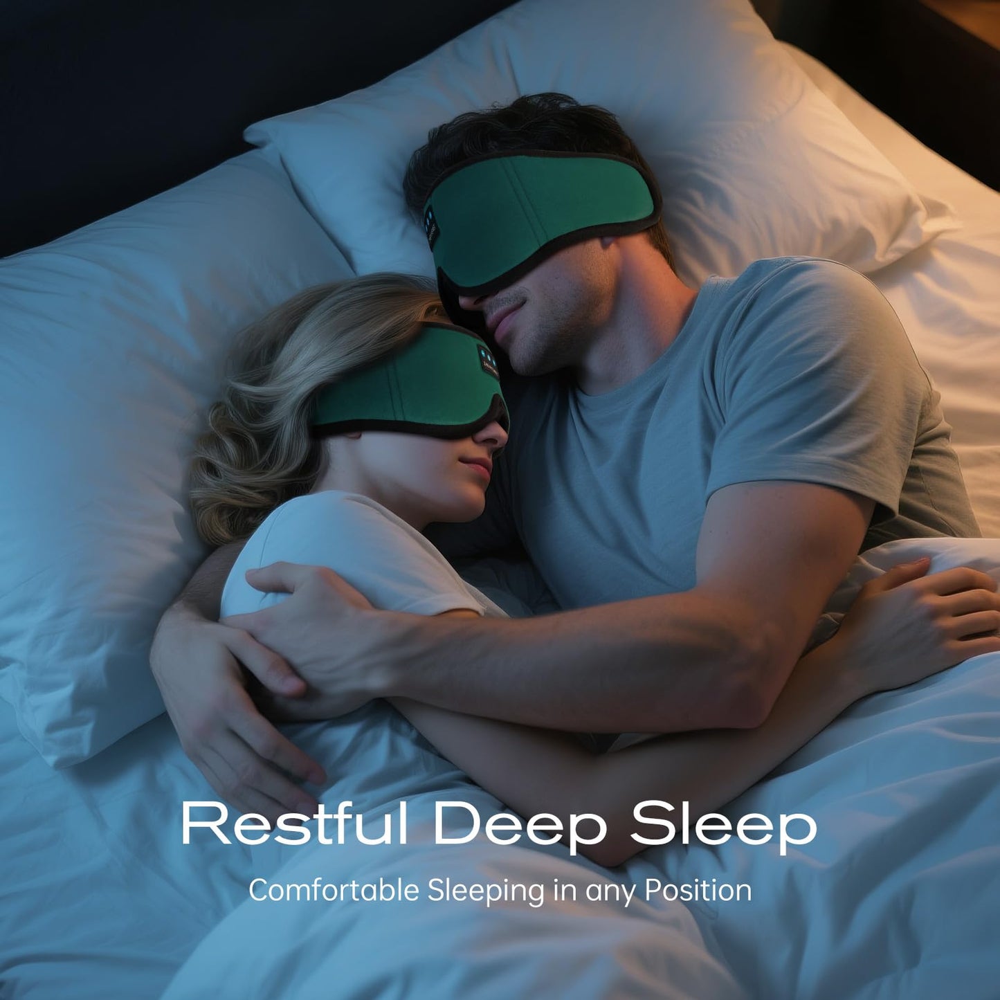 ZHENYEMEI 3D Sleep Mask with Bluetooth Headphones, Sleeping Headphones for Side Sleepers, Wireless Music Eye Mask with Ultra-Thin Stereo Speakers for Men, Women, Tech Gifts, Deep Green