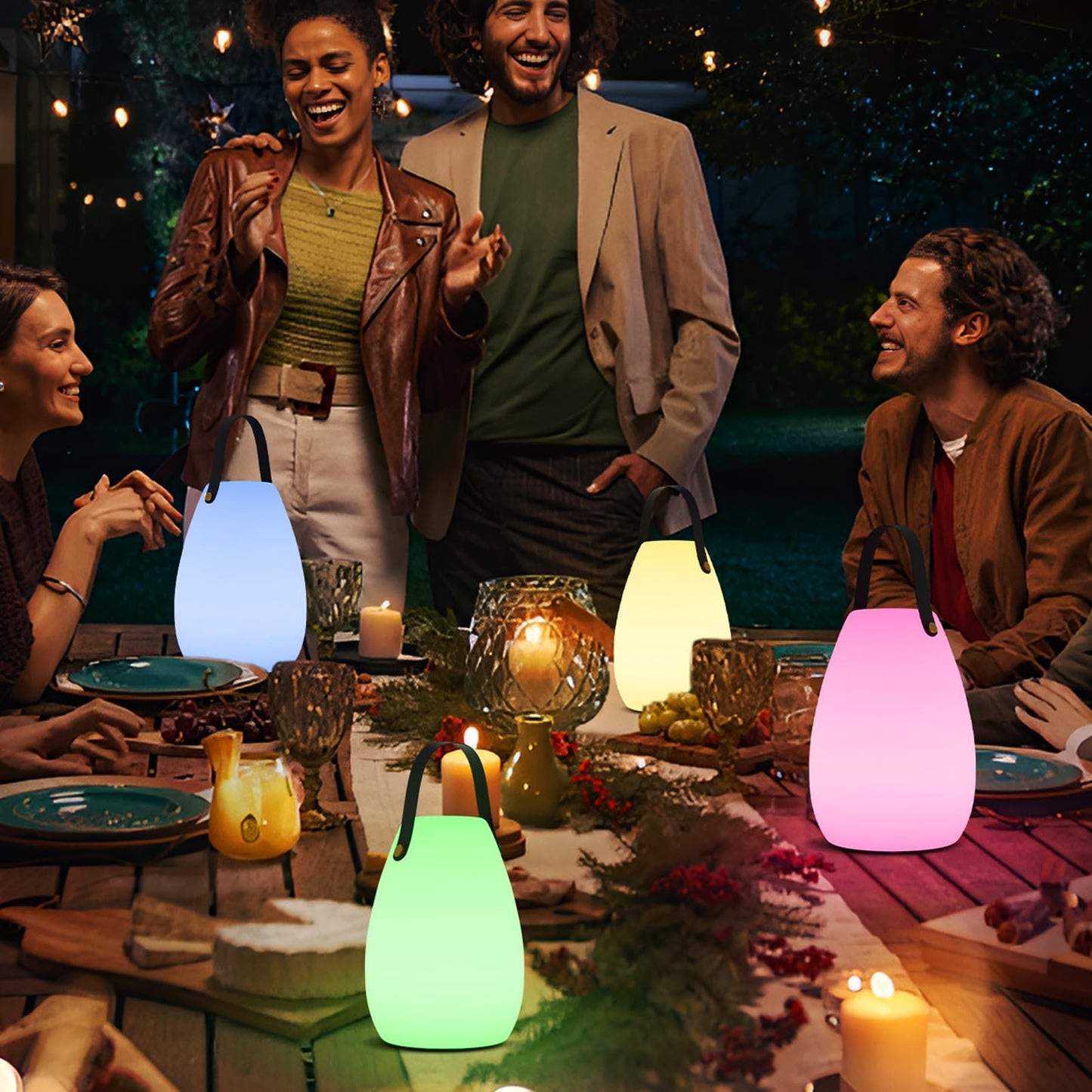 Uuffoo 2 Pack Portable Outdoor Table Lamp - Dimmable Rechargeable Night Lights W/ Remote And 7 Rgb Colors Ip44 Water-Resistant Hanging Lantern For Patio Tent Bedroom Garden Emergency