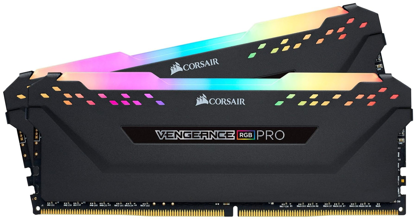 CORSAIR VENGEANCE RGB PRO DDR4 RAM 16GB (2x8GB) 3200MHz CL16-18-18-36 1.35V Intel AMD Desktop Computer Memory - Black (CMW16GX4M2C3200C16)-New
