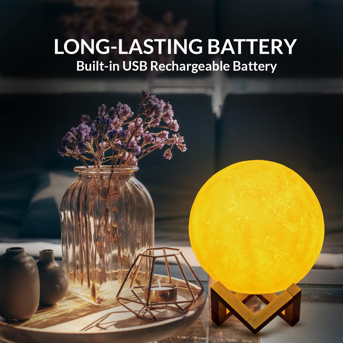Himalayan Glow Moon Lamp - Dimmable LED Night Light, Remote & Touch Control, White, Model 858560002022
