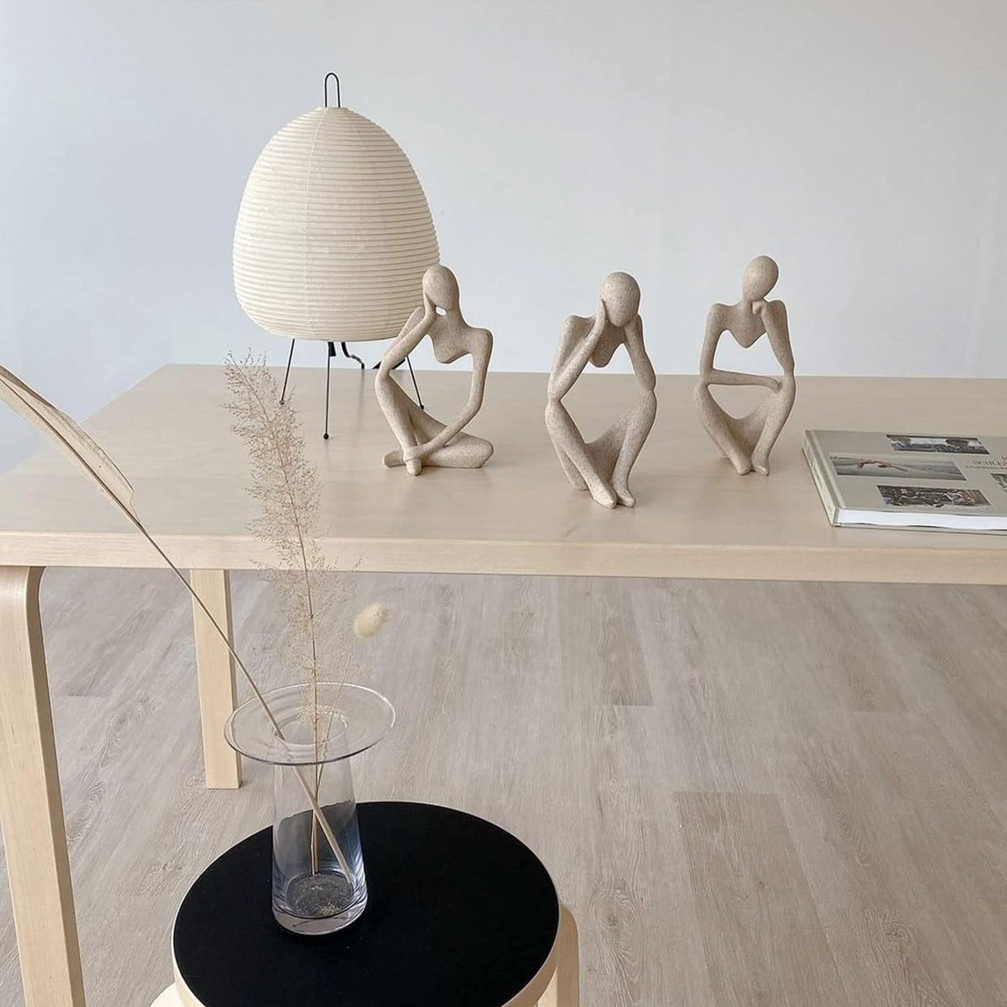 Thinker Sculptures, Sandstone Resin Thinker Statue Ornaments, Abstract Style Housewarming Gifts, Living Room Dining Desk Decorations (Right, Small)