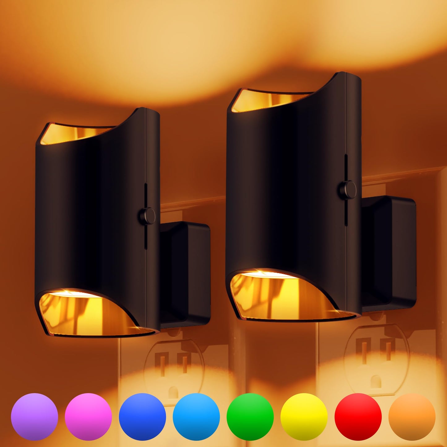 L Lohas Led Night Lights Plug Into Wall Plug In Night Light With Dusk To Dawn Sensor Color Changing Nightlight For Kids Hallway Bedroom Stairway Bathroom Gift And Party 2 Pack