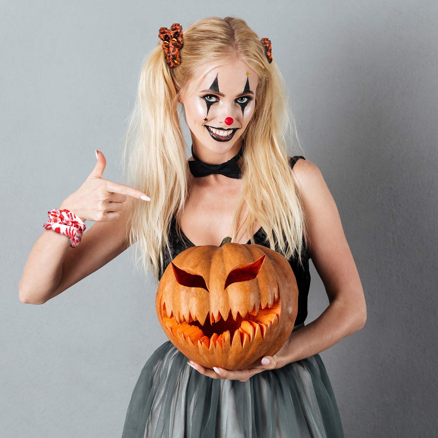 20 Pieces Halloween Hair Scrunchies Elastic Satin Hair Ties Ponytail Holders with Pumpkin Witch Ghost Prints Hair Bands for Wome