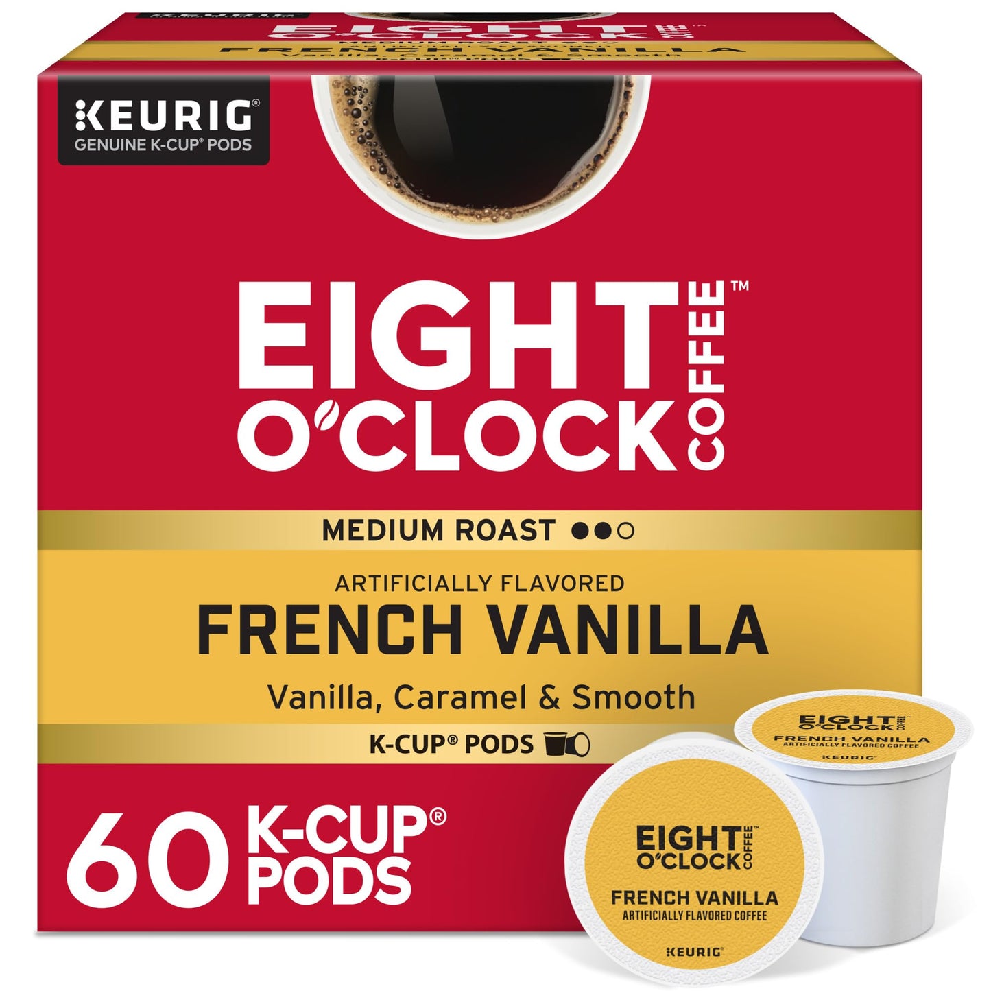 Eight OClock Coffee French Vanilla Single-Serve Coffee K-Cup Pods Medium Roast 60 Count