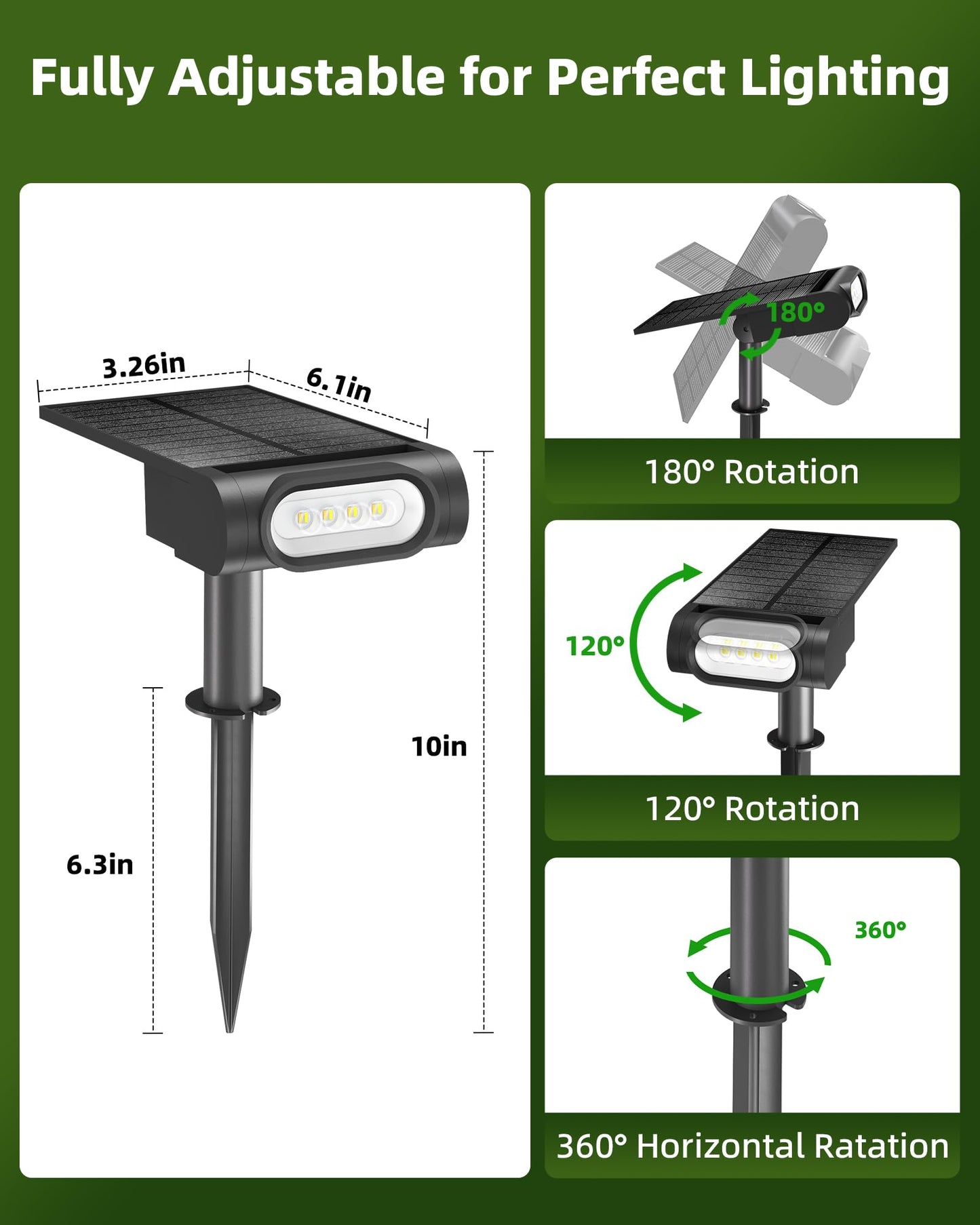 Ezvalo Solar Spot Lights Outdoor Waterproof Ip67 3 Lighting Modes Landscape Spotlights Efficient King-Size Leds Solar Powered For Garden Yard Pathway (2Pack-Warm White)