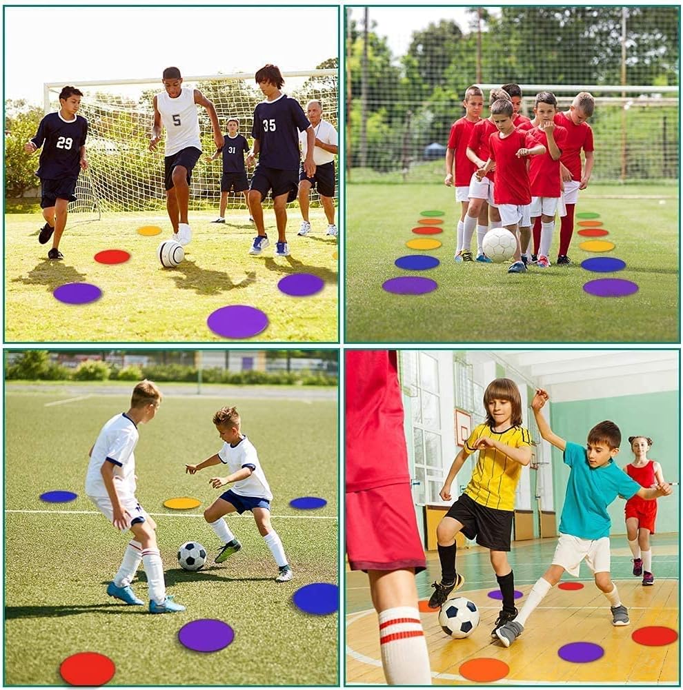 Poly Spot Markers for Gym Floor 4.72/6/9 Inch 24 Pcs Poly Spots, Non-Slip Rubber Floor Dots Agility Markers Flat Cones for Sports Soccer PE Training, Dance, Classroom Activities