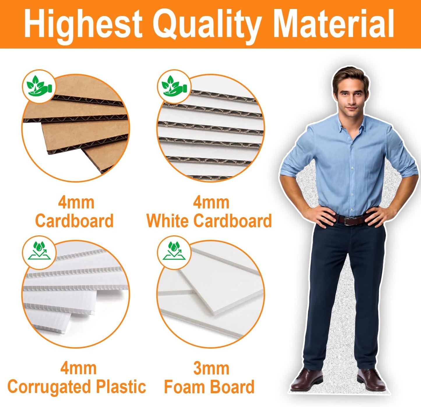 Custom Life-Size Cardboard Cutout | Personalized Photo Standup Cardboard Cutout with High Resolution | Perfect for Party, Birthday, Wedding, Graduation, or Sports Events Decor (White Cardboard - 3 ft)