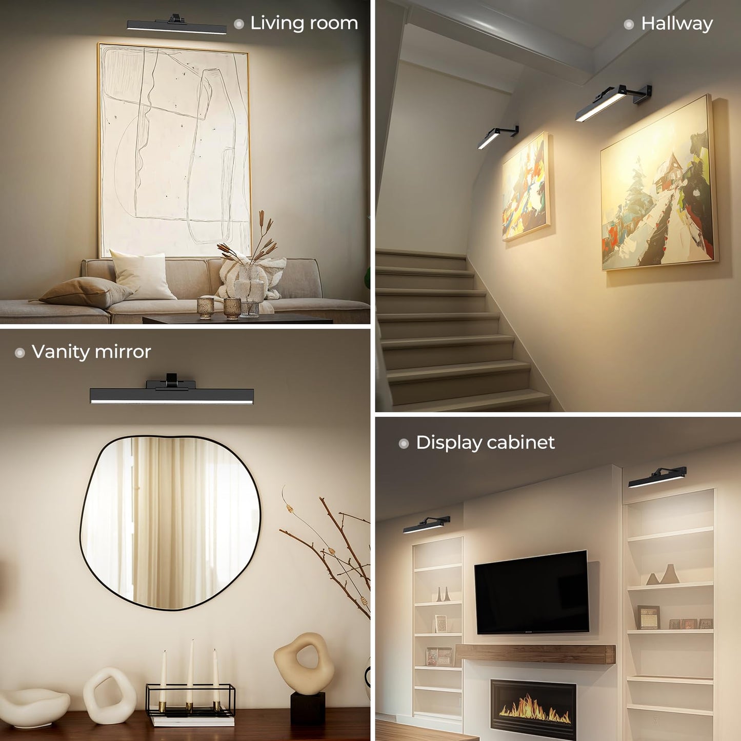 Afyuol 16In Battery Operated Picture Light, Cct Dimmable Wall Light With Remote Control, Black Metal, Model Hb-1 For Art And Gallery