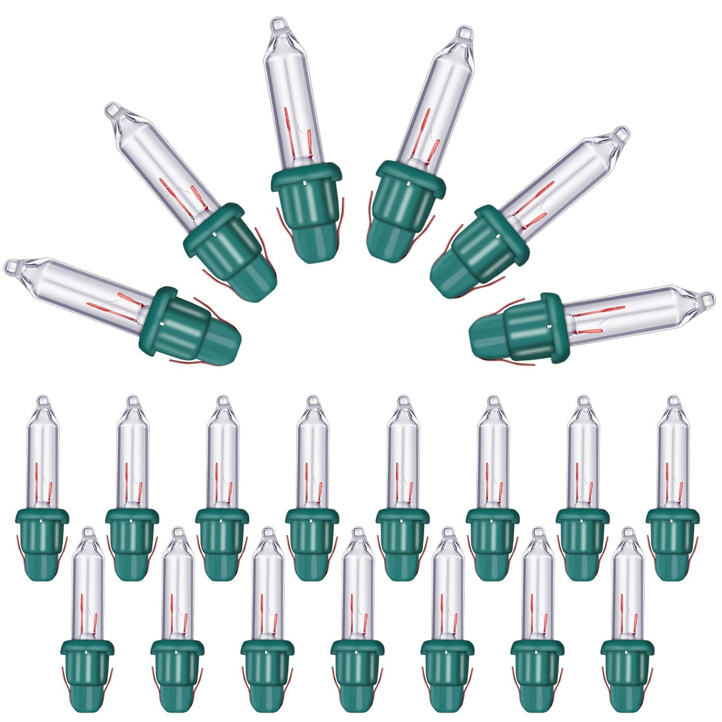 Mudder Christmas Mini Light Bulbs, 2.5V Incandescent, Clear Glass, Green Base, 0.17A, 0.425W - 400 Count