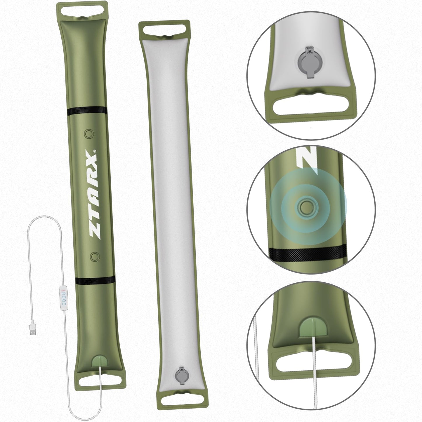 Ztarx Inflatable Camping Light 34 Expandable Tent Lantern 4 Lighting Modes Ip66 Waterproof Portable Plug-In Tube Light For Outdoor Hiking Emergencies