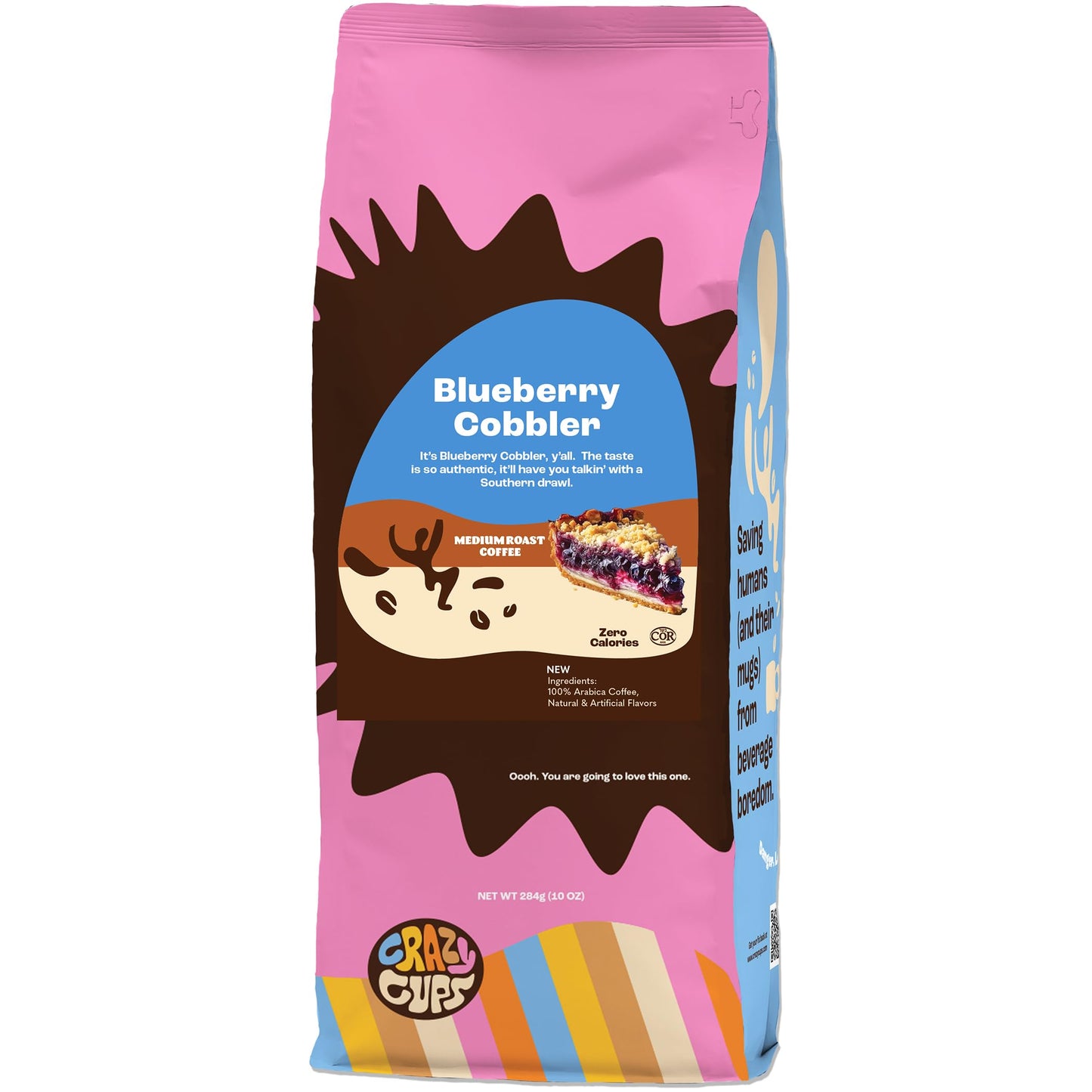 Crazy Cups Flavored Ground Blueberry Coffee Blueberry Cobbler For Brewing Flavored Hot or Iced Coffee 10 oz Bag