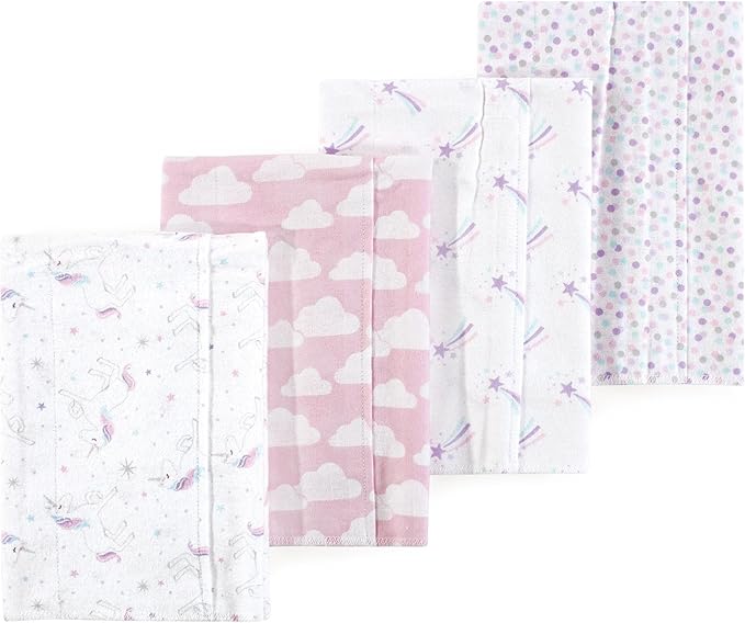 Luvable Friends Hudson Baby Flannel Burp Cloths 4pk, Dreamy Unicorn