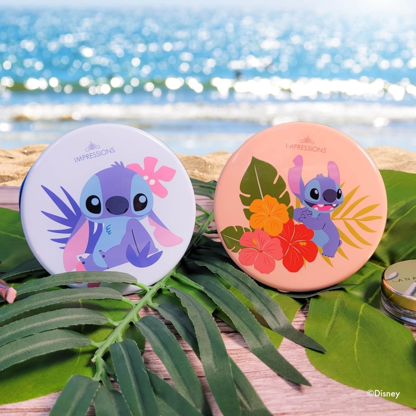 Impressions Vanity Disney Stitch Compact Mirror with Light, Double Sided Cute Travel Makeup Mirror with Magnification, Daylight