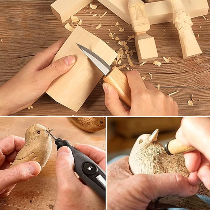4 Pcs Basswood Carving Blocks, 2x2x2 inch Whittling Bass Wood Blocks Kit, Carving Soft Wooden Block for Beginners and Professional Artists DIY Wood Carving Crafts