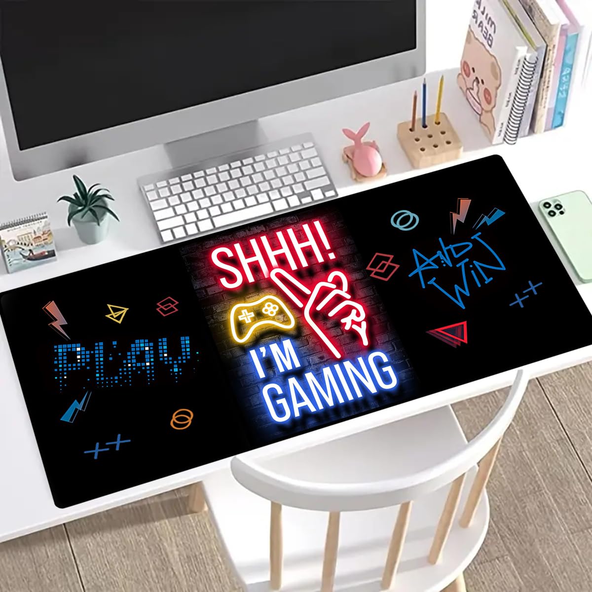 Mouse Pad 80x30cm Gaming Mouse Pad Extended Large Computer Keyboard Mouse Mat Desk Pad with Soft Smooth Surface and Anti-Slip Rubber Base Gaming Mats for Desk Gamer Office Home (Game-E)